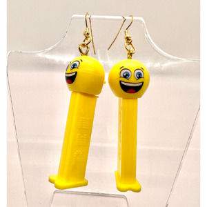 Pez Earrings - Smiley Face Earrings - Pez Dispenser Earrings - Toy Earrings